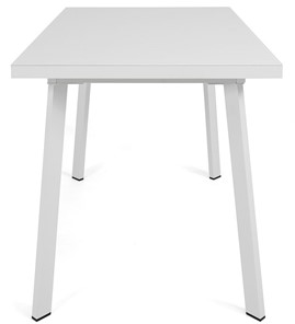 Кухонный раздвижной стол Сальвадор-1G (ноги белые, стекло cristal/белый цемент) в Салехарде - предосмотр 2