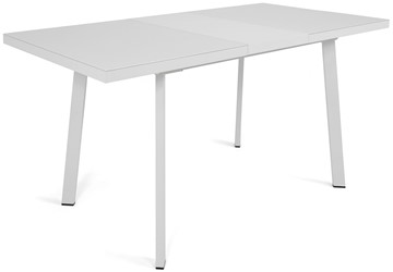 Кухонный раскладной стол Сальвадор-2G (ноги белые, стекло cristal/белый цемент) в Салехарде - предосмотр 3