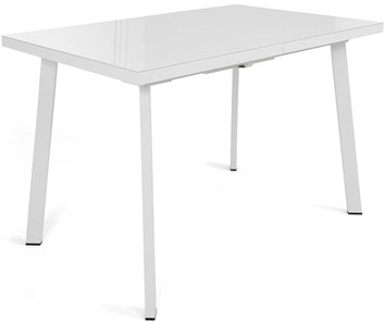 Маленький стол Сальвадор-1G (ноги белые, стекло cristal/белый цемент) в Надыме