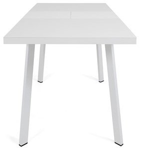 Кухонный раскладной стол Сальвадор-2G (ноги белые, стекло cristal/белый цемент) в Салехарде - предосмотр 4