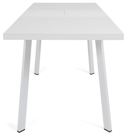 Кухонный раскладной стол Сальвадор-2G (ноги белые, стекло cristal/белый цемент) в Надыме - изображение 4