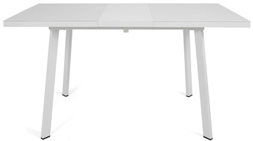 Кухонный раздвижной стол Сальвадор-1G (ноги белые, стекло cristal/белый цемент) в Губкинском - предосмотр 5