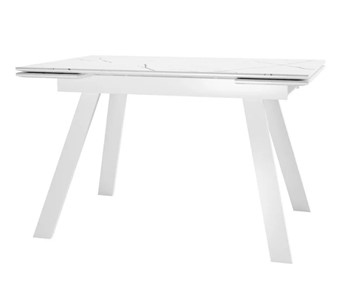 Стол раздвижной SKL 140, керамика белый мрамор/подстолье белое/ножки белые в Тарко-Сале - предосмотр 1