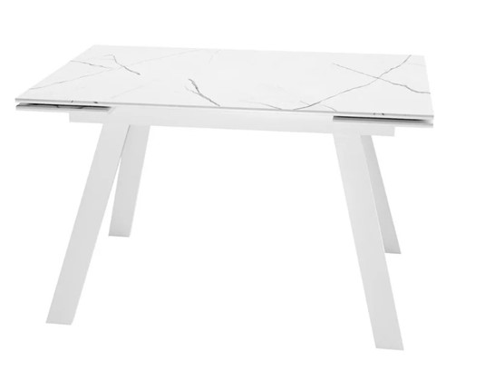 Стол раздвижной SKL 140, керамика белый мрамор/подстолье белое/ножки белые в Лабытнанги - изображение