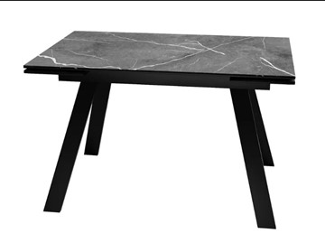 Обеденный раздвижной стол SKL 140, керамика черный мрамор/подстолье черное/ножки черные в Губкинском