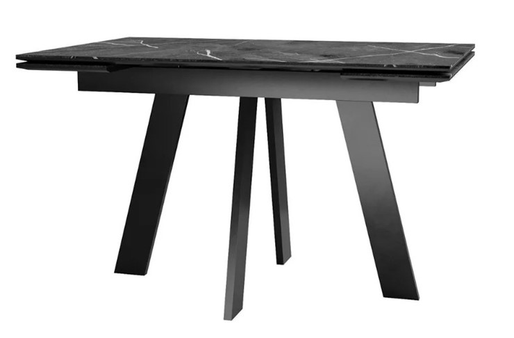 Обеденный раздвижной стол SKM 120, керамика черный мрамор/подстолье черное/ножки черные в Губкинском - изображение 1