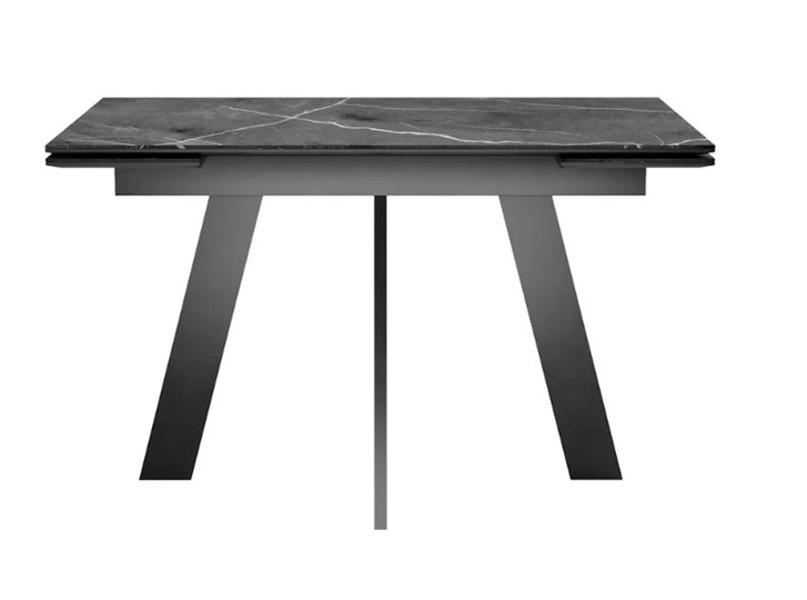 Обеденный раздвижной стол SKM 120, керамика черный мрамор/подстолье черное/ножки черные в Надыме - изображение 2