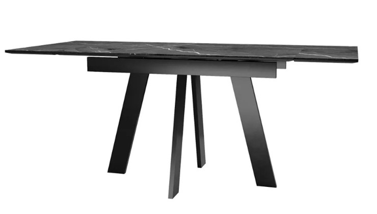Обеденный раздвижной стол SKM 120, керамика черный мрамор/подстолье черное/ножки черные в Надыме - изображение 3