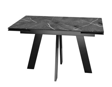 Обеденный раздвижной стол SKM 120, керамика черный мрамор/подстолье черное/ножки черные в Надыме - предосмотр