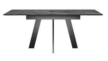 Обеденный раздвижной стол SKM 120, керамика черный мрамор/подстолье черное/ножки черные в Губкинском - предосмотр 4
