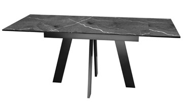 Обеденный раздвижной стол SKM 120, керамика черный мрамор/подстолье черное/ножки черные в Салехарде - предосмотр 5