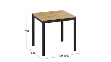 Кухонный раскладной стол Слайд тип 1 (Черный муар, Дуб Крафт золотой) в Салехарде - предосмотр 4