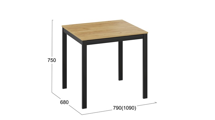 Кухонный раскладной стол Слайд тип 1 (Черный муар, Дуб Крафт золотой) в Салехарде - изображение 4