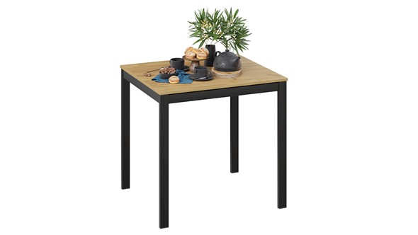 Кухонный раскладной стол Слайд тип 1 (Черный муар, Дуб Крафт золотой) в Салехарде - изображение