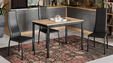 Кухонный раздвижной стол Слайд тип 2 (Черный муар, Дуб Крафт золотой) в Салехарде - предосмотр 5
