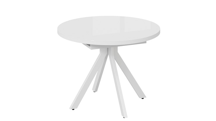 Обеденный раздвижной стол Стокгольм Тип 1 (Белый муар/Стекло глянцевое белое) в Надыме - изображение 2
