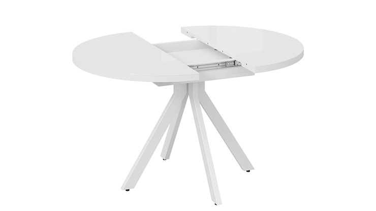 Обеденный раздвижной стол Стокгольм Тип 1 (Белый муар/Стекло глянцевое белое) в Салехарде - изображение 3