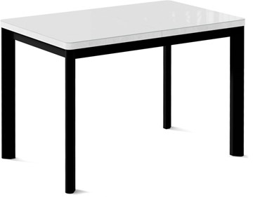 Кухонный раскладной стол Токио-1G (ноги металлические черные, cтекло cristal/белый цемент) в Салехарде