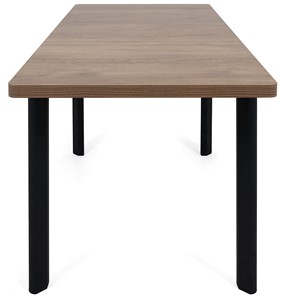 Кухонный раскладной стол Токио-2L (ноги металлические черные, дуб табако) в Муравленко - предосмотр 5