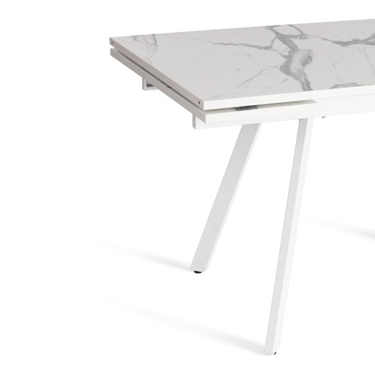 Кухонный стол раздвижной VIGO ЛДСП/HPL/металл,120x80x30х30х75 см, Мрамор светлый/белый арт.20623 в Салехарде - изображение 6