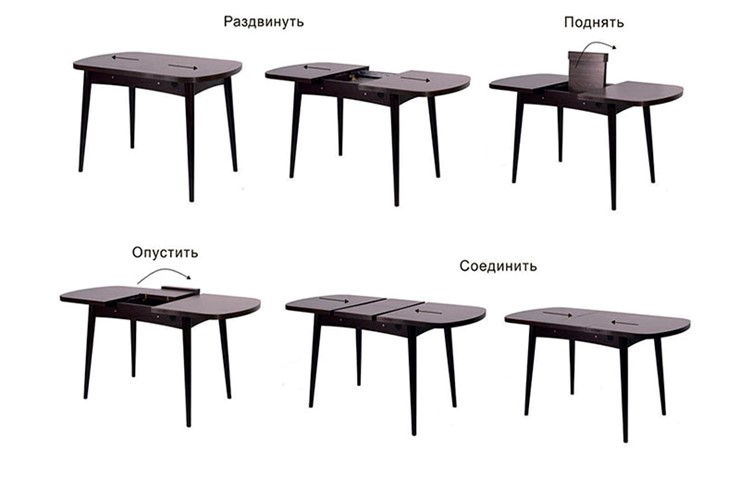 Раздвижной стол Ялта с цилиндрическими опорами Венге/Ясень Анкор темный в Салехарде - изображение 1