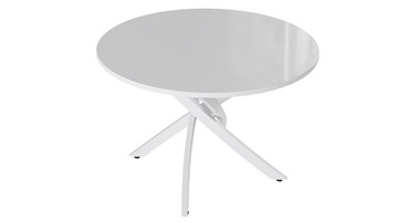 Кухонный стол Diamond тип 2 (Белый муар/Белый глянец) в Губкинском