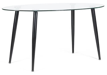 Стол на кухню KASSEL (mod. DT333) металл/закаленное стекло (10 мм), 150х90х75см, черный в Лабытнанги