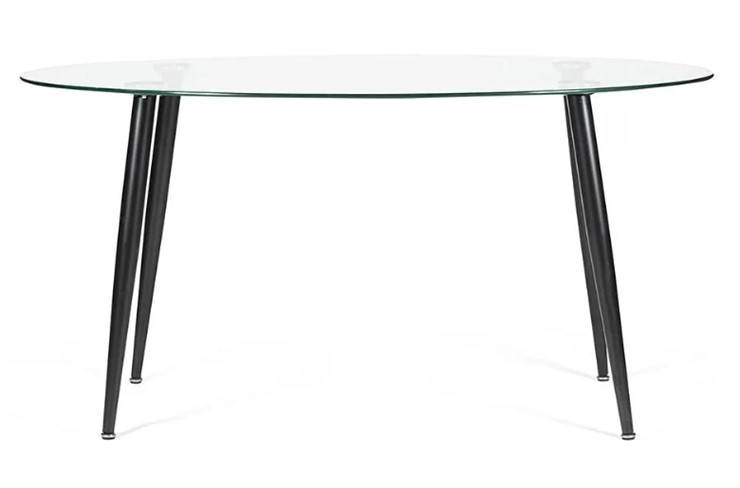 Стол на кухню KASSEL (mod. DT333) металл/закаленное стекло (10 мм), 150х90х75см, черный в Салехарде - изображение 4