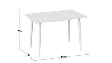 Кухонный обеденный стол Невада ДП1-02-08 (Белый мрамор/Белый) в Салехарде - предосмотр 3