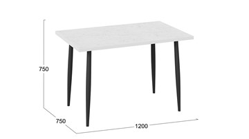 Обеденный стол Невада ДП1-02-08 (Белый мрамор/Черный матовый) в Салехарде - предосмотр 3