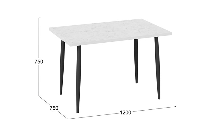 Обеденный стол Невада ДП1-02-08 (Белый мрамор/Черный матовый) в Салехарде - изображение 3