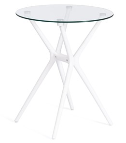 Кухонный обеденный стол PARNAVAZ (mod. 29) пластик/стекло, 60х60х70,5 прозрачный/белый арт.19697 в Надыме