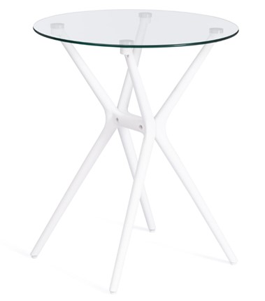 Кухонный обеденный стол PARNAVAZ (mod. 29) пластик/стекло, 60х60х70,5 прозрачный/белый арт.19697 в Салехарде - изображение