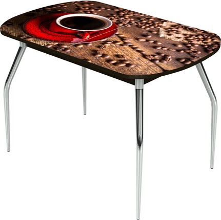 Кухонный стол раскладной Ривьера исп.1 ноги хром №5 Фотопечать (Кофе №1) в Салехарде - изображение