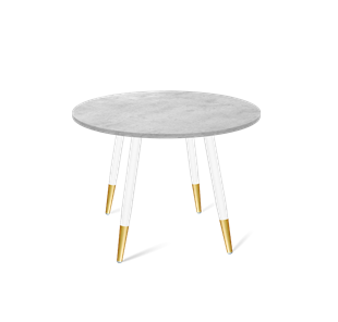 Круглый кухонный стол SHT-TU14 / SHT-TT 90 ЛДСП (бетон чикаго светло-серый/белый муар/золото) в Салехарде