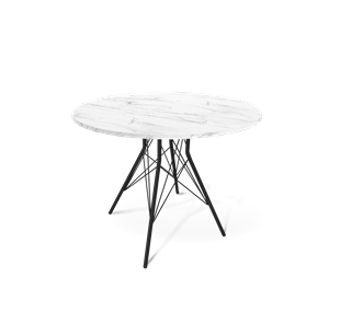 Круглый кухонный стол SHT-TU2-1 / SHT-TT 90 ЛДСП (мрамор кристалл/черный муар) в Салехарде