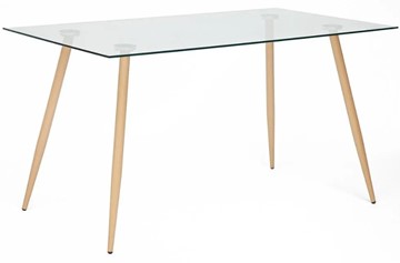 Стеклянный стол SOPHIA (mod. 5003) металл/стекло (8мм), 140x80x75, бук/прозрачный арт.12098 в Лабытнанги