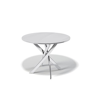 Круглый стол на кухню Kenner R1000 (Хром/Стекло белое глянец) в Надыме