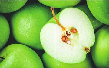 Стол раздвижной Айсберг-01 СТФ, белый/фотопечать зеленые яблоки/ноги хром круглые в Салехарде - предосмотр 2