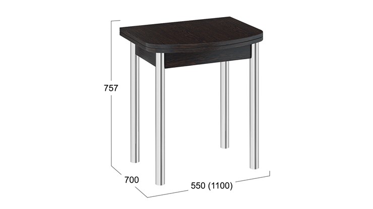 Обеденный стол Лион (мини) (СМ-204.01.2), цвет Венге/Хром в Салехарде - изображение 4