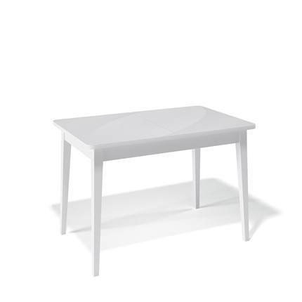 Кухонный стол раскладной Kenner 1100M (Белый/Стекло белое глянец) в Салехарде - изображение