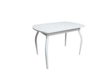 Кухонный стол раскладной ПГ-01СТ белое/белое/крашенные фигурные в Салехарде
