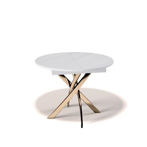 Обеденный круглый стол Kenner R1100 (Золото/Белое/Стекло белое глянец) в Салехарде