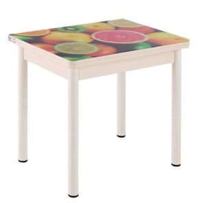 Кухонный пристенный стол СПА-01 СТФ, дуб молочный ЛДСП/стекло фрукты/36 прямые трубки крашеные белые в Салехарде - предосмотр