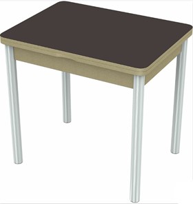 Кухонный стол раскладной Бари хром №6 (стекло коричневое/дуб выбеленный) в Салехарде