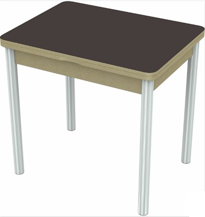 Кухонный стол раскладной Бари хром №6 (стекло коричневое/дуб выбеленный) в Салехарде - изображение