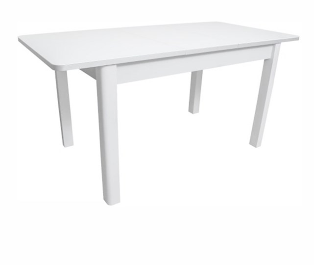 Кухонный раздвижной стол Айсберг-07 СТ1, белое ЛДСП/стекло белое/прямые массив белый в Надыме - изображение 1