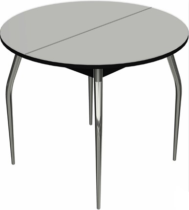 Кухонный стол раздвижной Ривьера исп. круг хром №5 (стекло белое/черный) в Губкинском - изображение
