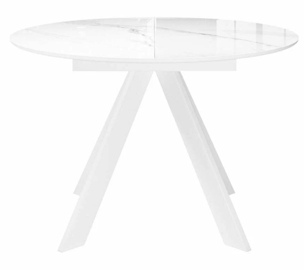 Стол раздвижной DikLine SFC110 d1100 стекло Оптивайт Белый мрамор/подстолье белое/опоры белые в Салехарде - изображение 3