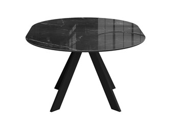Стол обеденный раскладной раздвижной DikLine SFC110 d1100 стекло Оптивайт Черный мрамор/подстолье черное/опоры черные в Лабытнанги